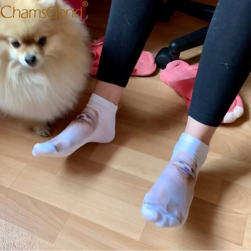 Женские носки милые хлопковые с 3d-изображением Померанской собаки повседневные
