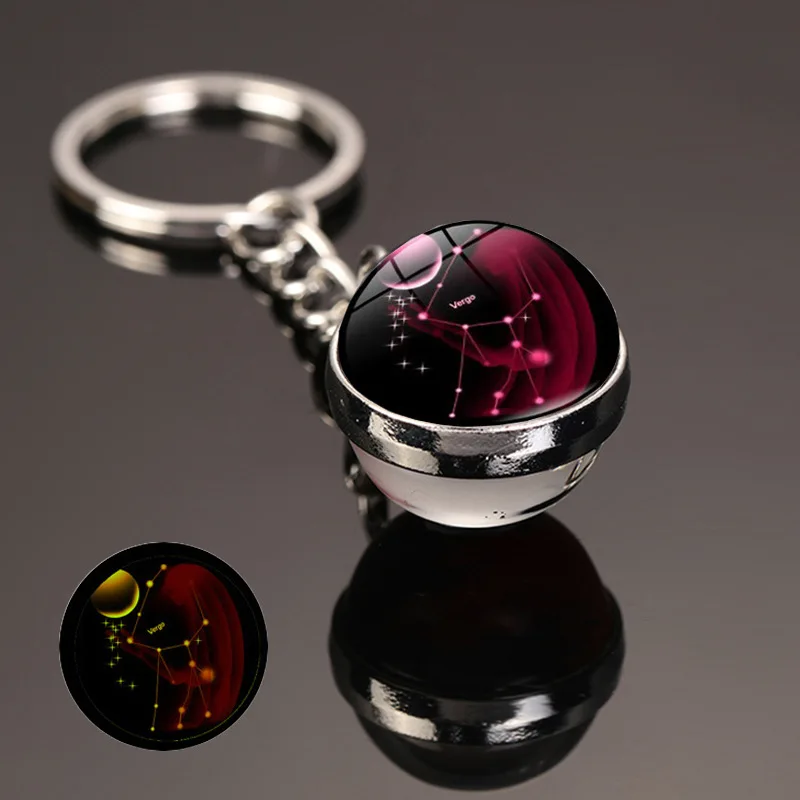 Светящиеся 12 брелок для ключей Созвездие световой Стекло подвеска в форме шара