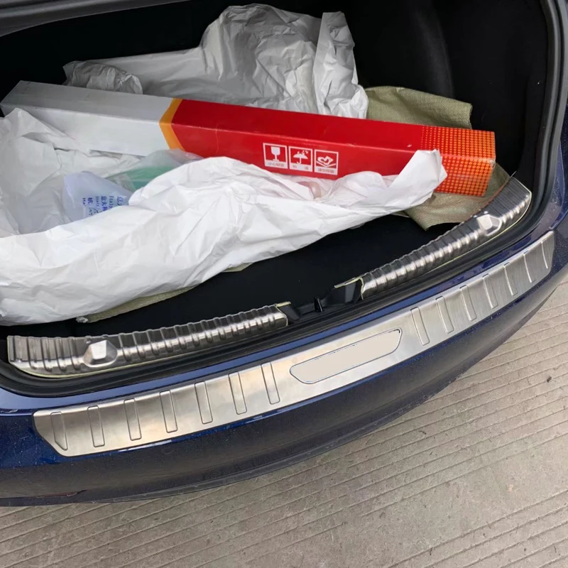 Для Tesla Model 3 Blue Star 2017 2021 нержавеющий задний багажник Внутренний Внешний бампер