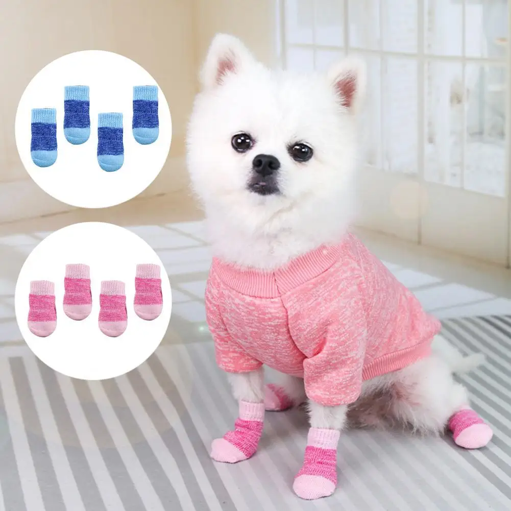 

Casual 4Pcs Non-slip Small Dog Paw Socks Soft Pet Socks Lovely Pet Supplies