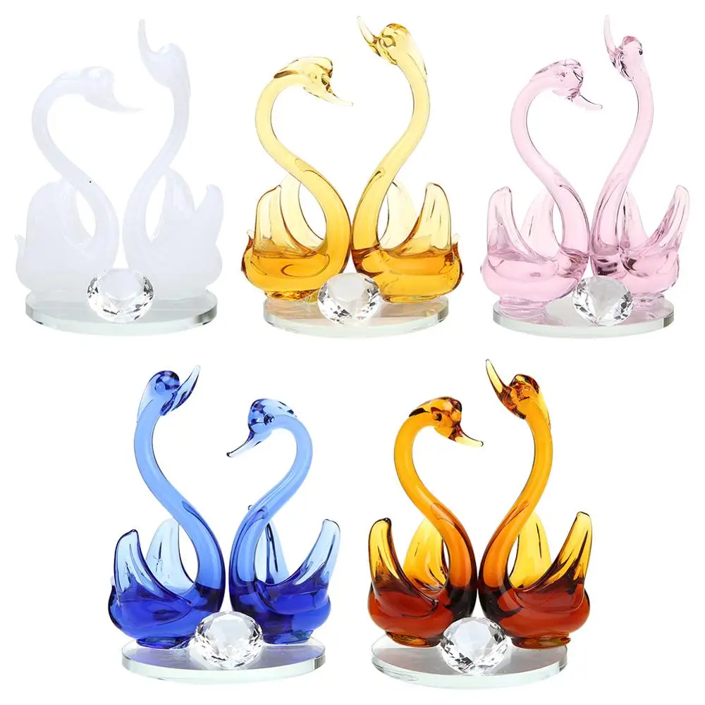 

Crystal Swan Figurines Diamond Romantic Ornaments Handmade Colorful Decorative Arts Present Home Auto Props