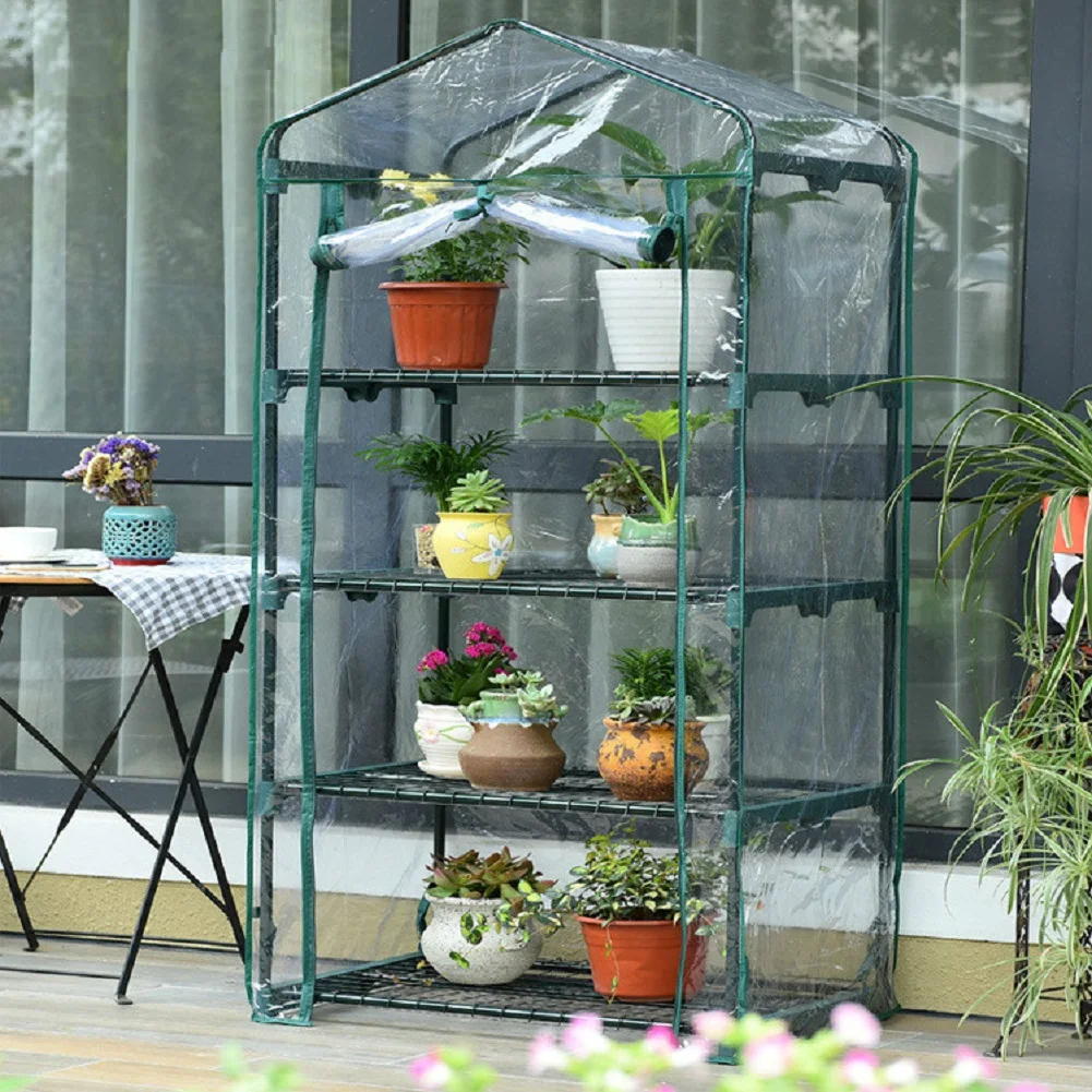 

PVC Warm Garden Tier Mini Household Plant Greenhouse Cover Waterproof Anti-UV Protect Garden Plants Flowers (without Iron Stand