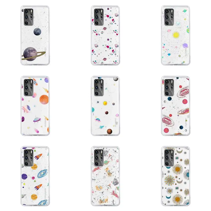 

Starry Universe Phone Case Transparent For Huawei honor V 9 8 10 20 7 i S A C X pro lite play Soft TPU Clear Mobile bags