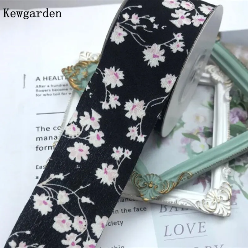 Kewgarden 1.5" 40mm Floral Chiffon Fabric Ribbon Handmade Tape Crafts DIY Hairbow Accessories Gift Packing Wholesale 25 Yards images - 6