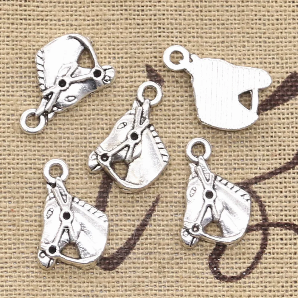 Подвески в виде головы лошади 17x13 мм, Античные Подвески для бронзовый, серебристый цвет, изделия для рукоделия, тибетские ювелирные изделия ручной работы, 30 штук