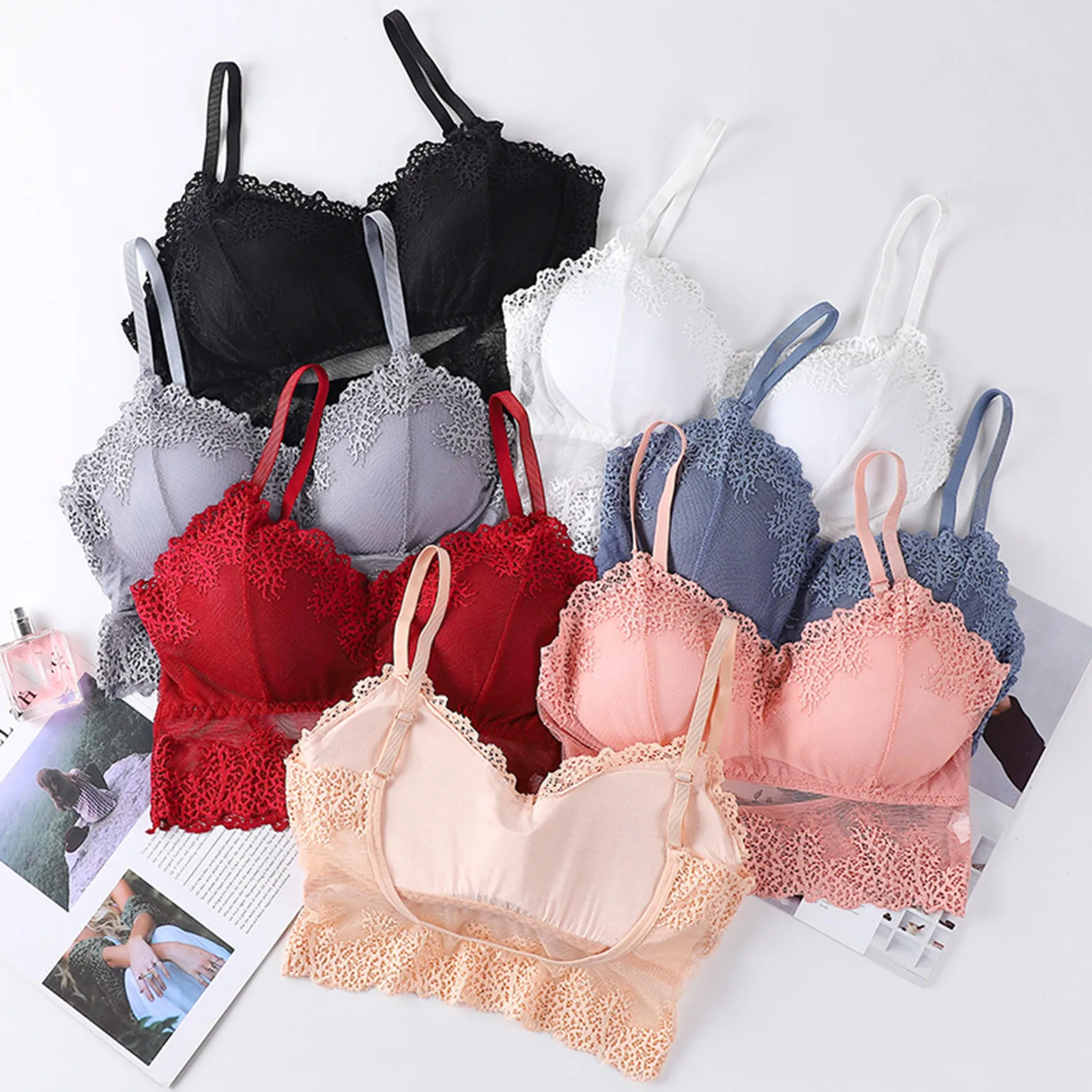 

Women Sexy Lace Bra Female Bralette Push Up Seamless Tube Sleep Dormir Tops Plus Size Lingerie Underwear Brassieres 2021 New