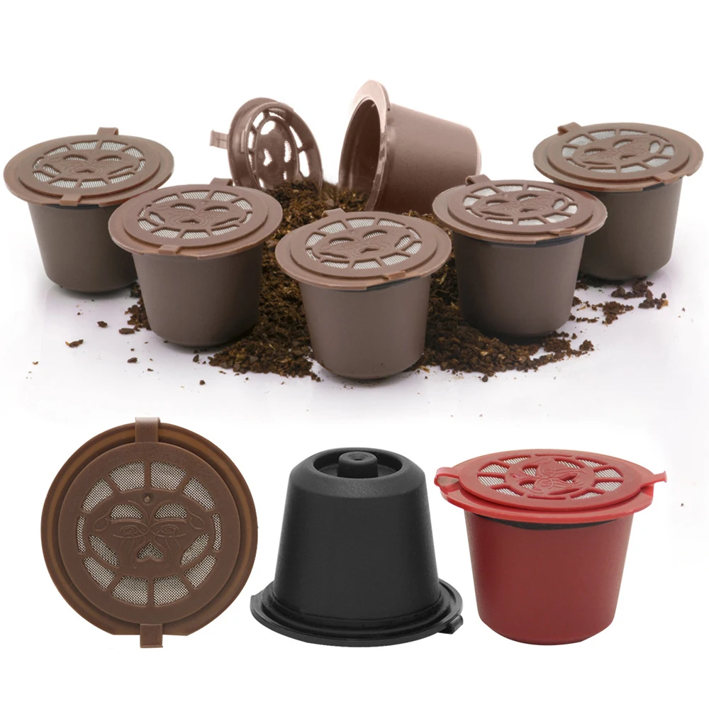 Nespresso Reusable Coffee Capsules Cup Filters With Spoon Brush Refillable Coffee Capsule Shell Cups Refilling Filter Coffeeware