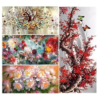 5d diy diamond painting full squareround poppy peony flower tree set for embroidery cross mosaic abstract landscape wall decor