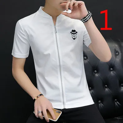 

Fashion stretch tight bottoming shirt tight round neck Korean version of the slim tide youth short-sleeved t-shirt