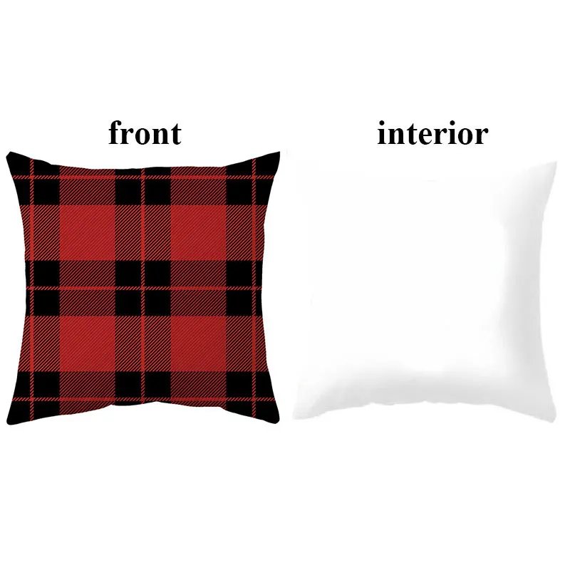 

Christmas 45x45cm Square Cushion Cover Plaid Print Pillow Cases Sofa Cover Seat Bed Throw Pillowcase Vintage Home Decoration