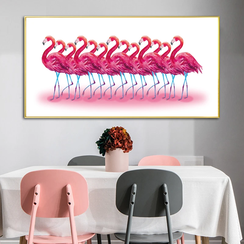 Картина на холсте с изображением фламинго животных для гостиной и офиса|print on