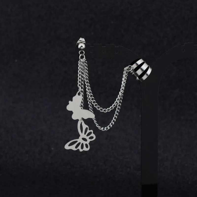 Оригинальные уникальные серьги бабочки с одним шипом из нержавеющей стали