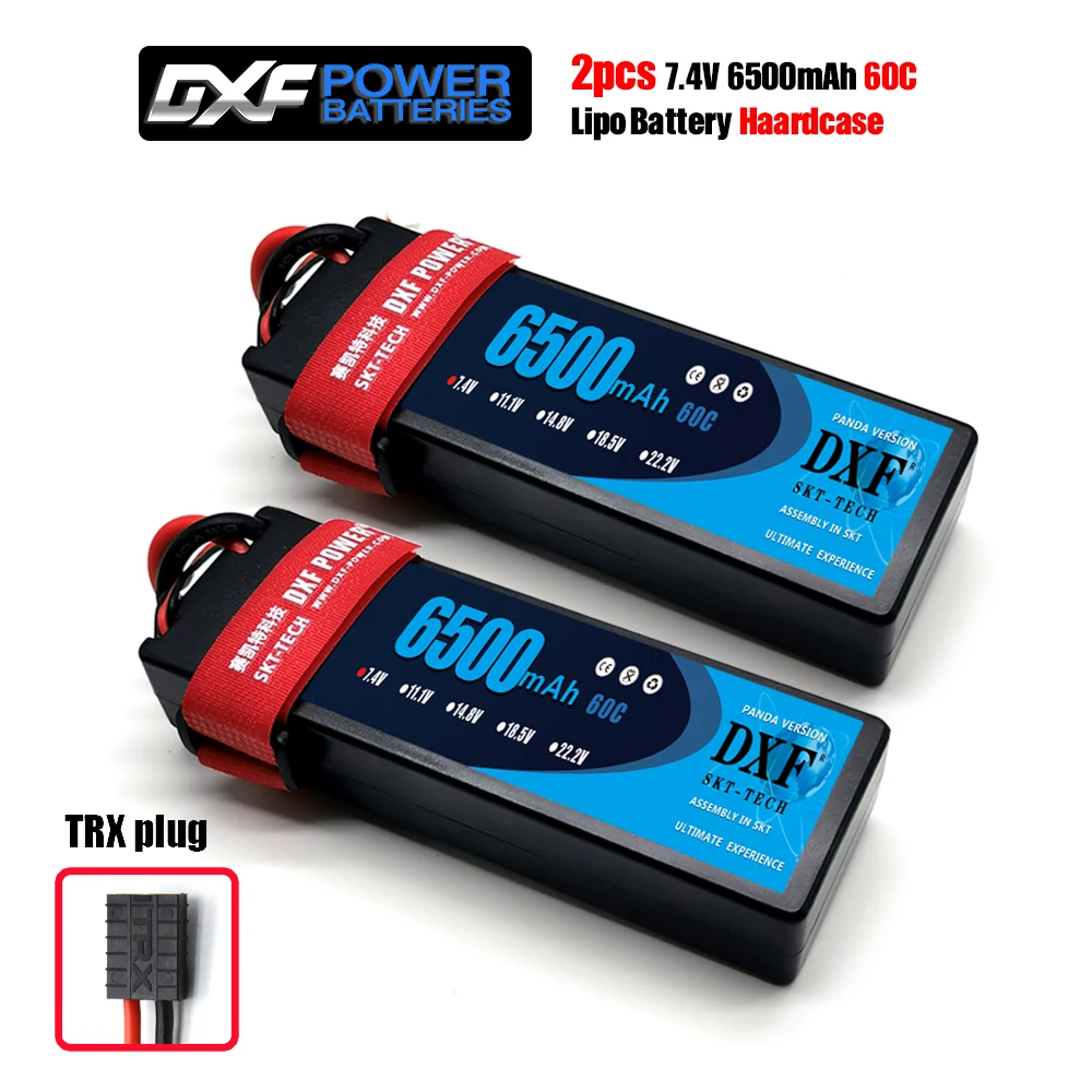 2 шт. DXF Lipo Батарея 2S 3S 7,4 V 11,1 V 6500 мА/ч, 5200 мА/ч, 60C 120C 50C 100C AKKU LiPo Батарея для Rc вертолет RC автомобиль Лодка - Цвет: 2PCS6500HARDTRX