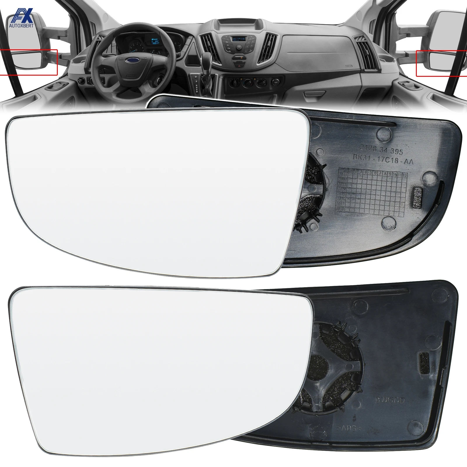 

For Ford Transit Mk8 2014 On 150 250 350 Left Right Passenger Driver Side Door Wing Mirror Glass Convex Lower Exterior Body Kits
