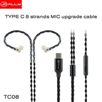 jcally black tc08 silver plated type c earphone upgrade cable with mic mmcx 2 pin 0 750 78 qdc pin for kz asx zsx zsn pro as16