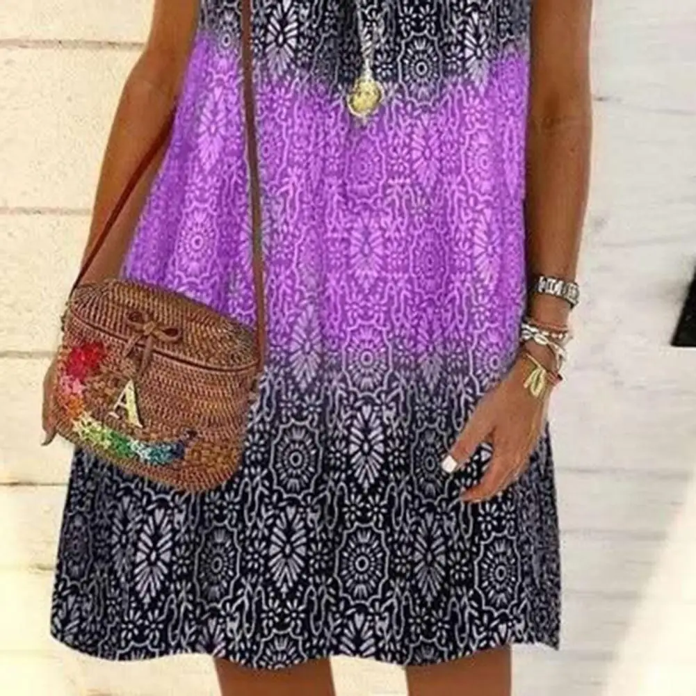 

Beach Boho Print Dresses for women 2021 Sexy V-neck Sleeveless Loose A-Line Dress Plus Size Summer Women Printed Dresses