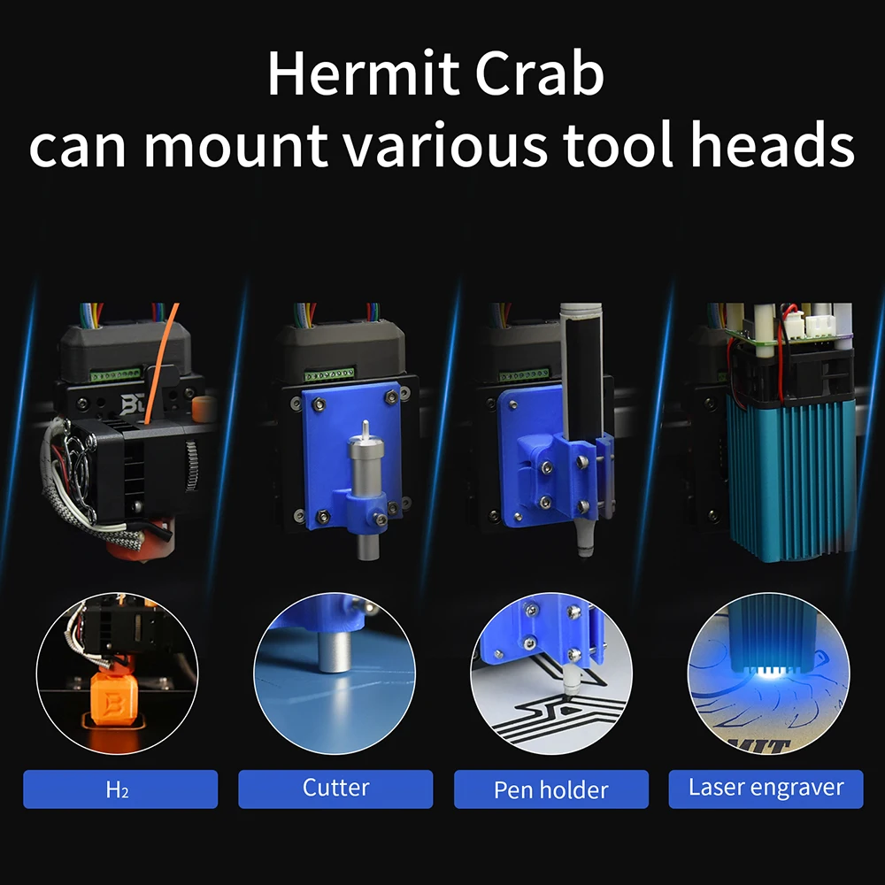 biqu hermit crab can kits hotend replacement tool bltouch 3d printer parts e3d mk8 h2 extruder btt for ender 3 v2 bx printer free global shipping
