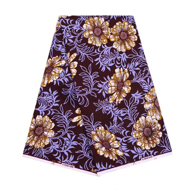 

6 ярдов ткани с Африканским воском, двусторонняя ткань с Африканским принтом, ткань из полиэстера с цветочным рисунком