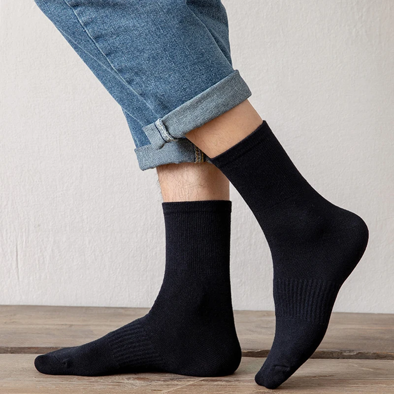 

Men Business Socks Rubber String Anklet Men Socks Soft Mid-Calf Breathable Cotton Socks Tube Socks Room Socks