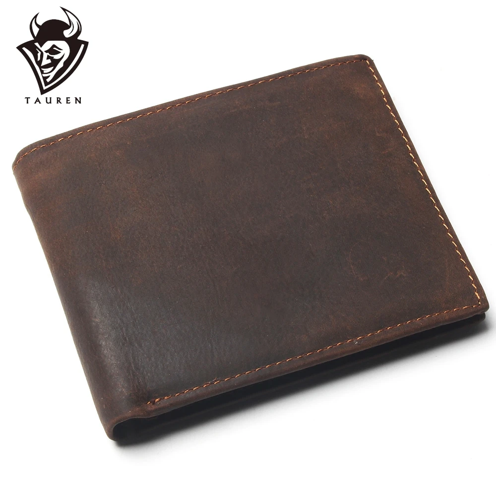 

Vintage Cowhide Mens Wallet With Card Page Genuine Crazy Horse Leather Man Purse Male Credit&Id Multifunctional Brown Wallets