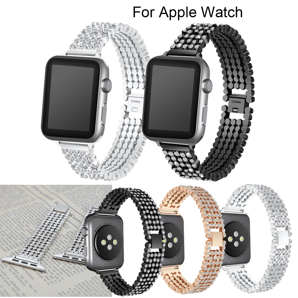 Ремешок для Apple Watch 40 мм 44 38 42 модный/классический стиль мозаичный бриллиант