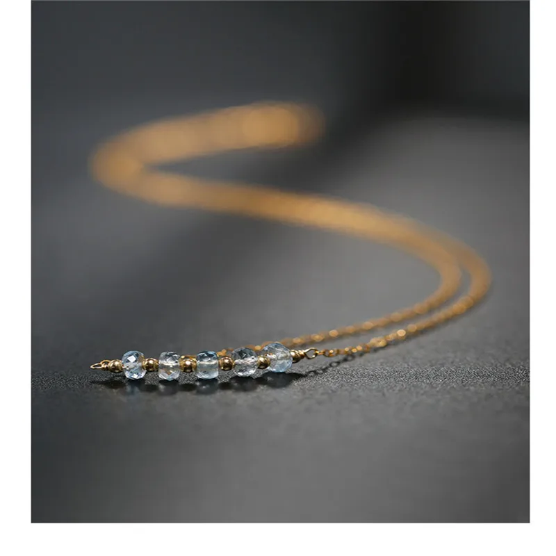 DMBS027 Аквамарин кулоном женское колье из драгоценных камней натуральной желтого