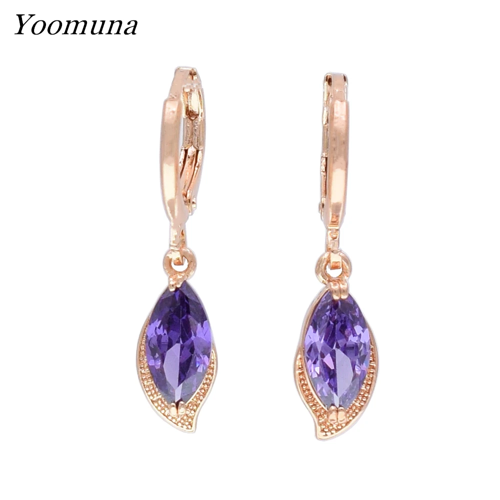 Висячие серьги 585 розовое золото для Женский Капля воды кубический циркон со