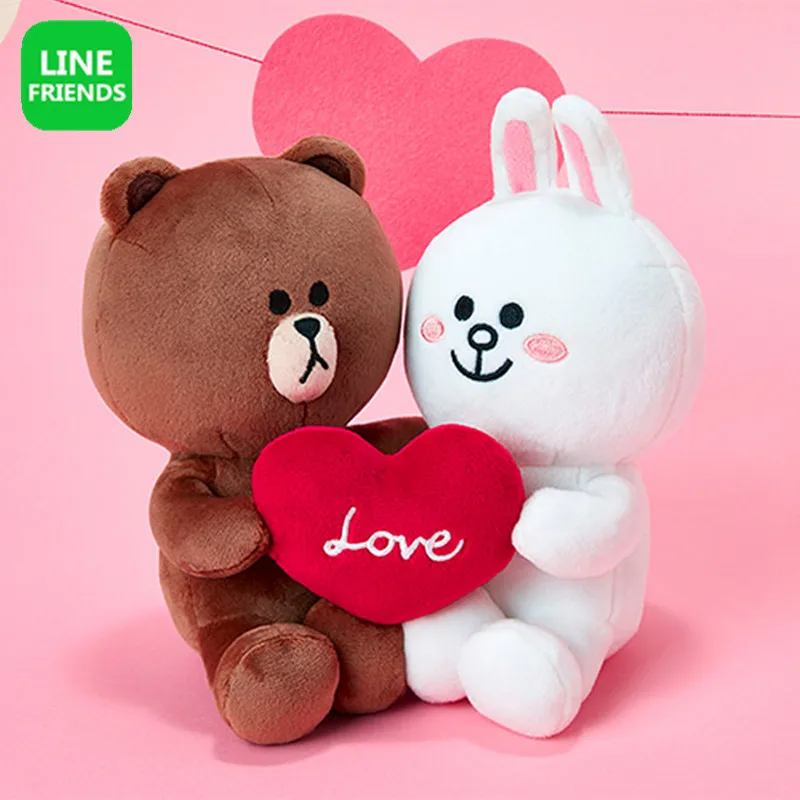 Kawaii Line Friends Brown Bear Plush Toys Stuffed Cony Rabbit Doll Couple Peluche Valentine's Day Gift for Girl | Игрушки и хобби