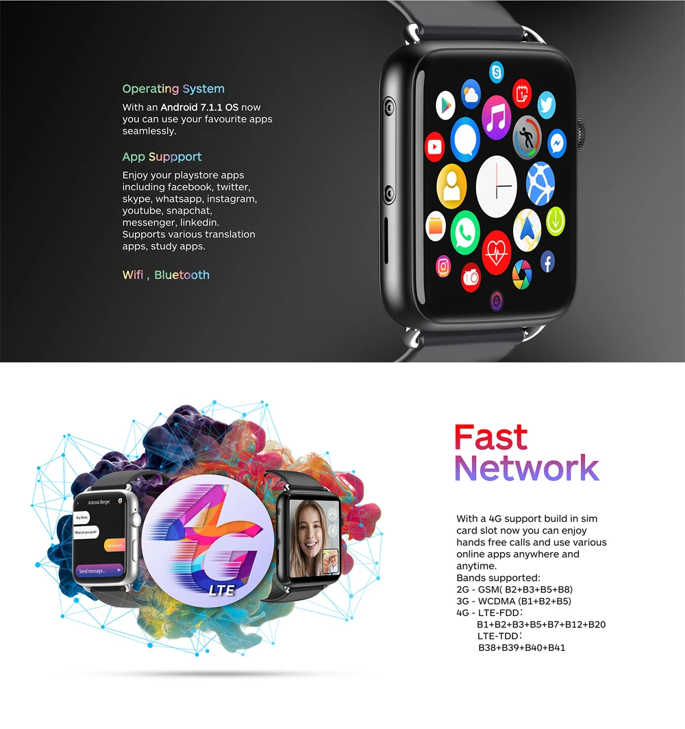 DM20 4G Android iOS умные часы для мужчин 3 ГБ+ 32 ГБ gps wifi 780 мАч большая батарея 1,88 дюймов ips экран Smartwatch