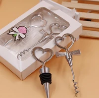 free shipping wine bottle opener 200pcs100sets heart shaped great combination corkscrew and stopper set wedding favor wholesale