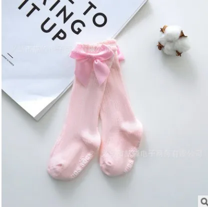 Pink Новые детские гольфы с большим бантом для маленьких девочек, мягкие хлопковые кружевные детские носки милые нарядные носки принцессы От 0 до 4 лет - Цвет: Pink