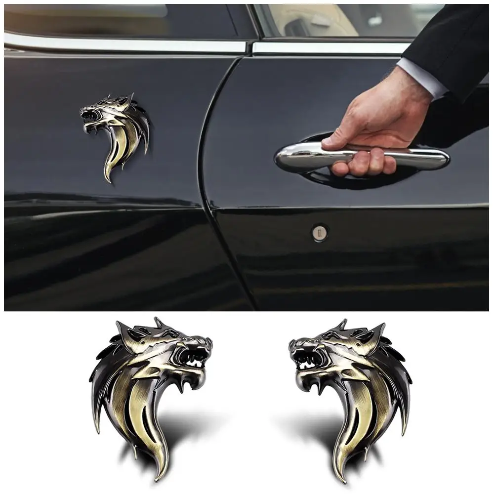 

3D Wolf Totem Metal Label Animal Hot Metal Stickers Metal Car Motorcycle Accessories Stickers Decals Emblem for Car Styling