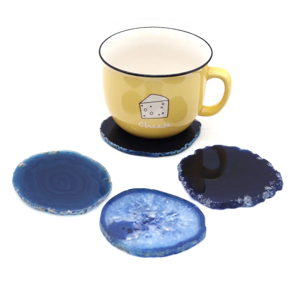 

Hot Sale Blue Slice Agated Coasters Placemats Round Heat Resistant Table Tea Coffee Cup Pad Non-slip Cup Mat Insulation Pad