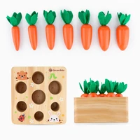 montessori toy wooden toys pulling carrot shape matching size cognition baby toy educational toy for children kids gift dropship