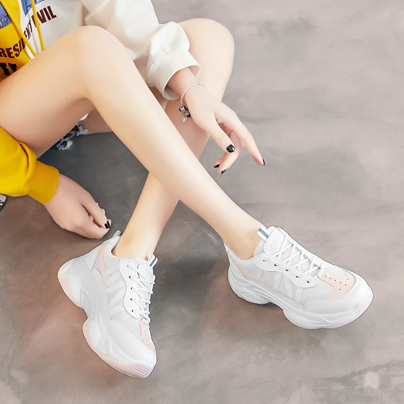 Новинка года женская обувь Ulzzang на платформе спортивная для ходьбы толстой