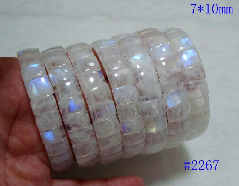 Бесплатная доставка прямоугольные бусины из натурального лунного камня браслет