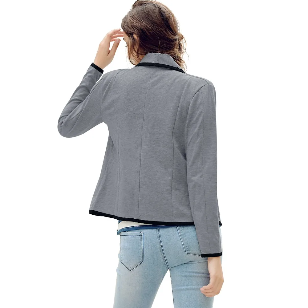 Joineles, одноцветные, размера плюс, 6XL, Женские повседневные топы, OL, Осенние, с отворотами, свернутые рукава, короткие карманы, однобортные, тонкие куртки