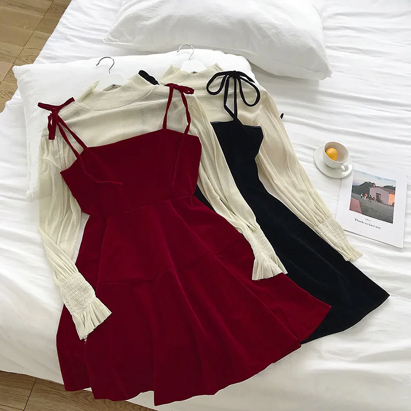 Весенний розовый наряд для женщин новое корейское милое вельветовое платье на