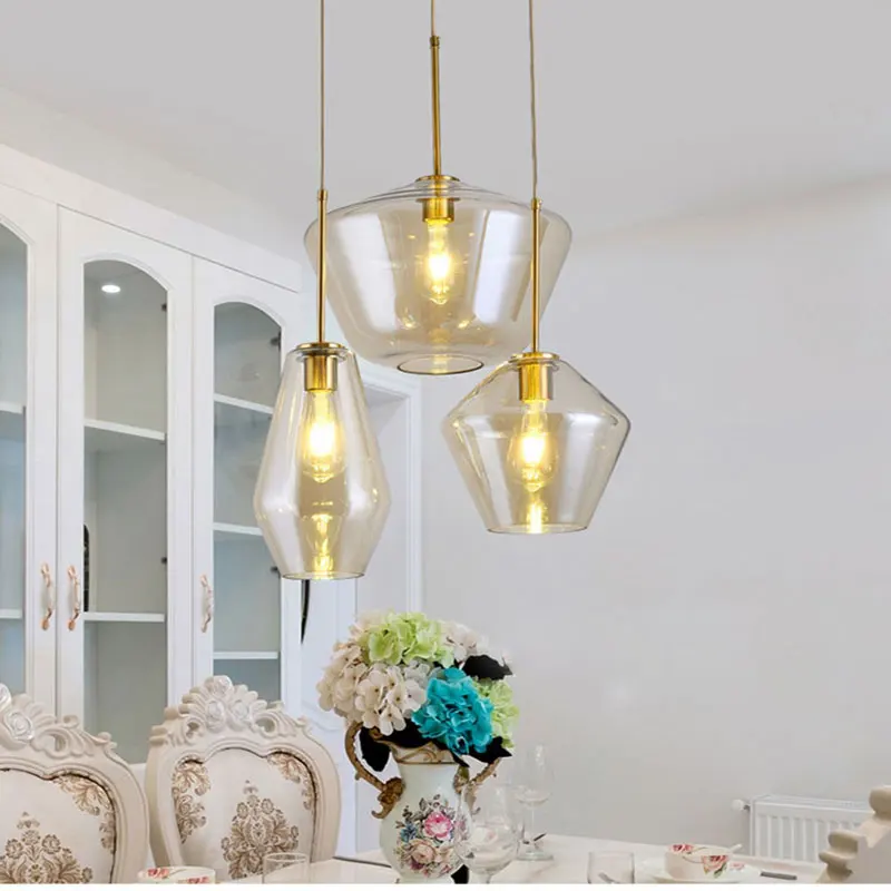 

Стеклянный светодиодный подвесной светильник в скандинавском стиле, Современная декоративная лампа в стиле индастриал для гостиной, спаль...