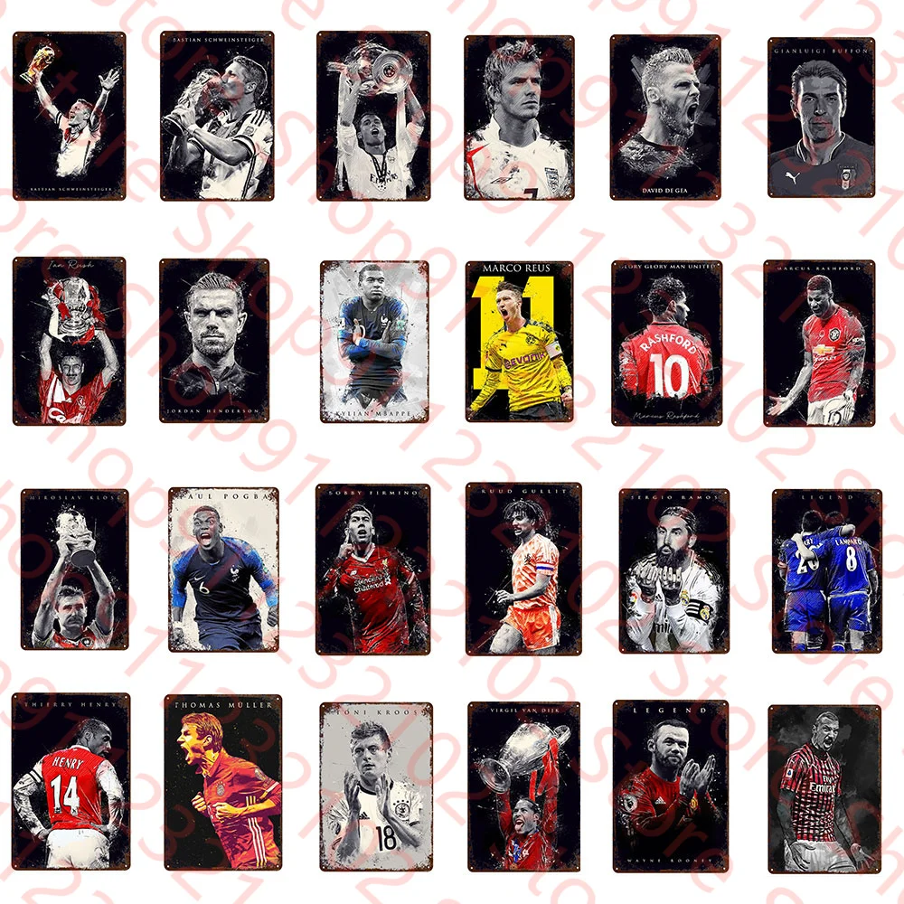 Винтаж Футбол звезда металлическая жестяная вывеска в стиле пин-ап спортивные