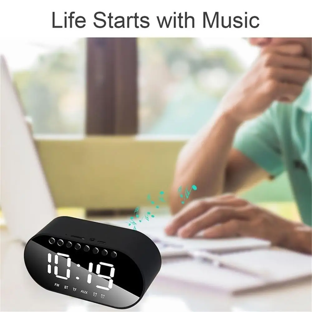 LED Alarm Clock Radio Home Bedroom Digital Wireless Bluetooth Speakers Support Dual Clock/ FM Radio/ AUX-in/ TF Card |