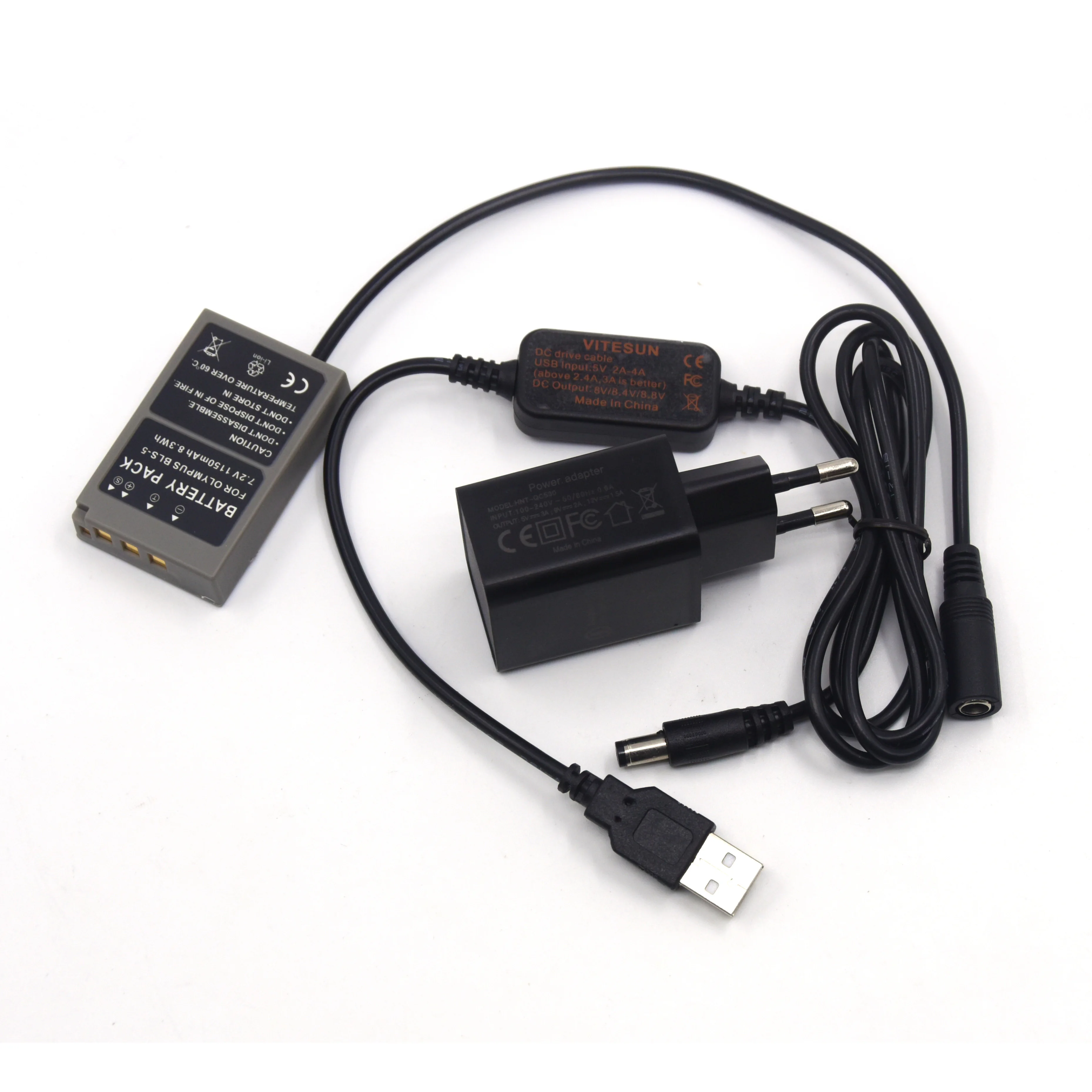 USB PS-BLS5 BLS-5 пустышка батарея + QC3.0 зарядное устройство для камер Olympus ручка E-PL2 E-PL5
