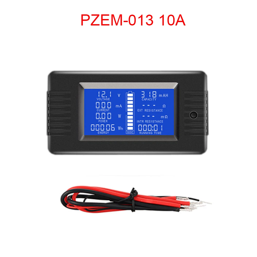 PZEM-013 10A Тестер батареи постоянного тока Напряжение тока мощность разряда измеритель емкости ЖК-сопротивление остаточного электричества метр 10A 50A 100A 200A - Цвет: PZEM-013 10A