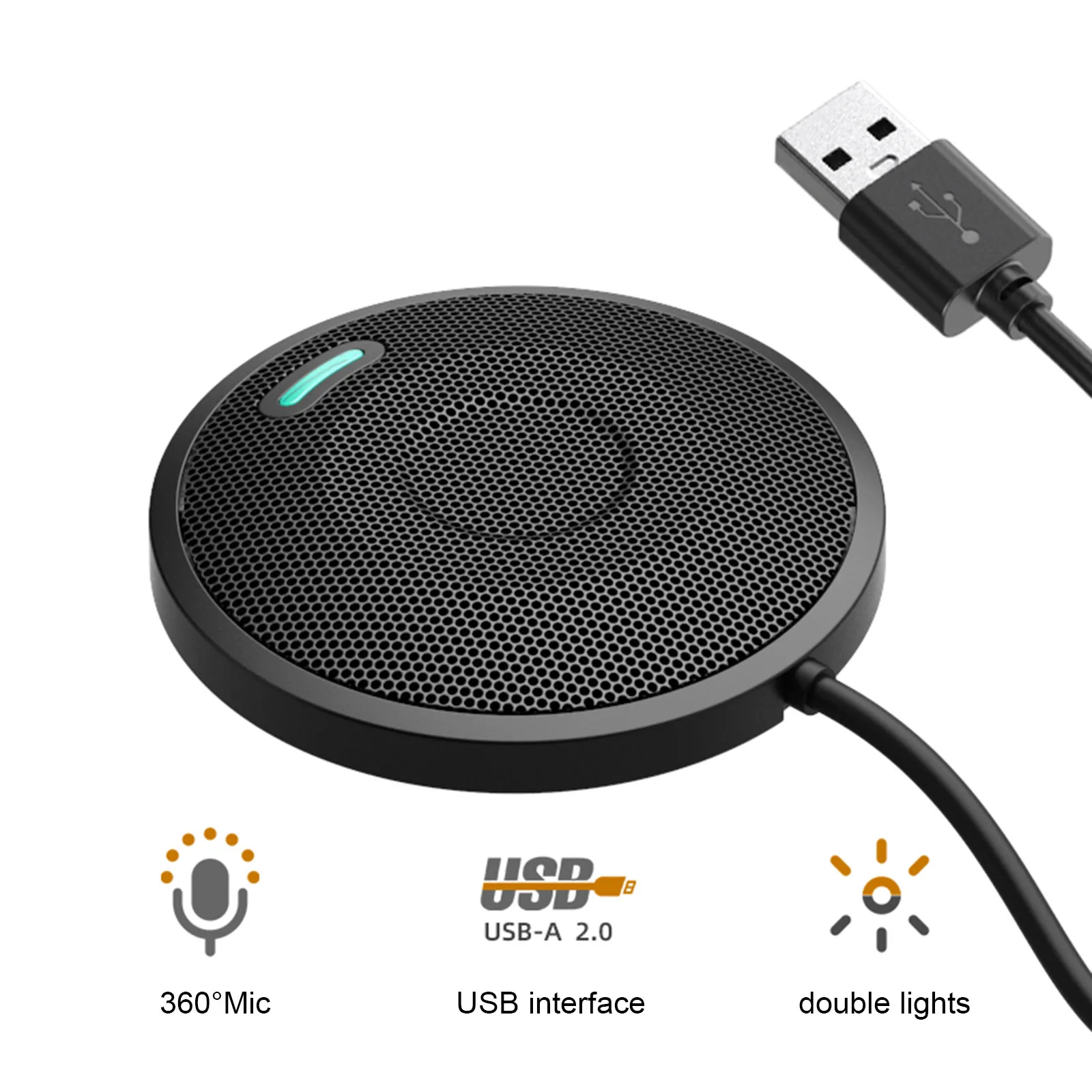 

USB-микрофон U2, всенаправленный конденсаторный микрофон для бизнес-конференций, ноутбуков, ПК, голосовых чат, видеоигр, прямых трансляций