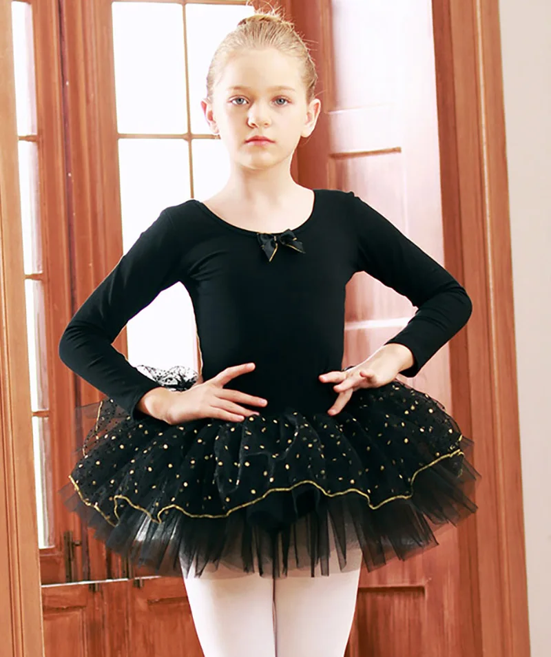 

Детское платье с длинным рукавом, белое балетное танцевальное платье, одежда для тренировок, юбка для гимнастики, 2022