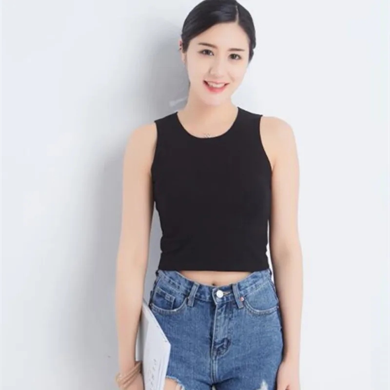

Sexy Women Crop Top White Black Gray Cotton Tank Top Slim Fit Summer Casual Korea Streetwear Bustier Top Bottoming Shirt Singlet