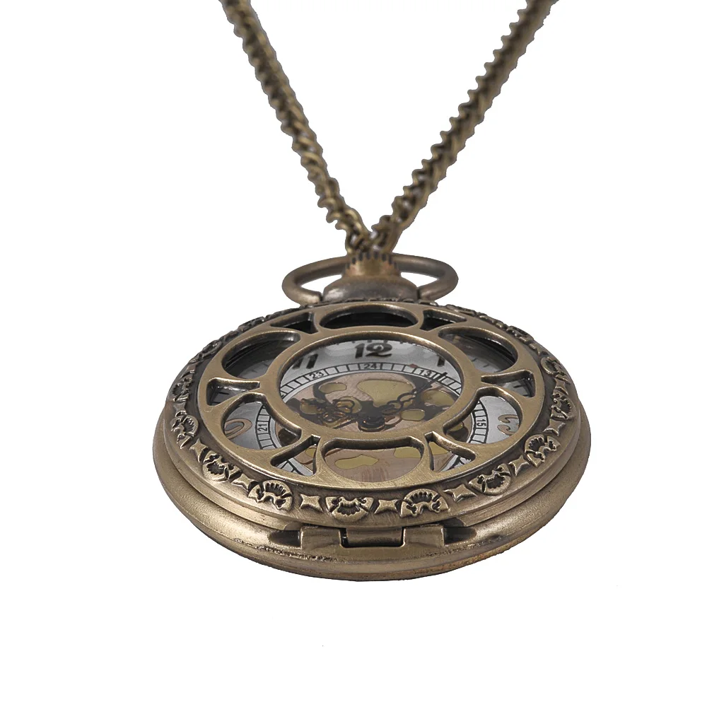 Новые Модные Винтажные кварцевые карманные часы бронзовые полые лепестки