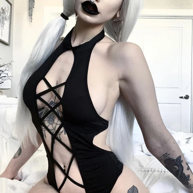 Женский Готический комбидресс с открытой спиной без рукавов |