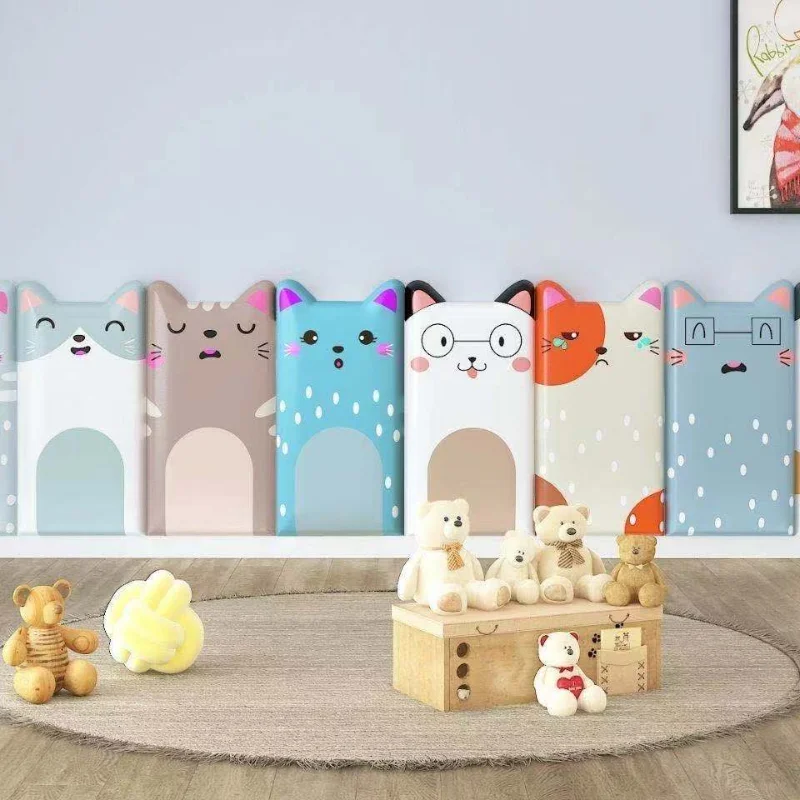 

Cat Bed Headboard Wall Stickers Self Adhesive Wallpaper Anti-Collision Nursery Kids Tatami Bedroom Decor Tete De Lit Cabecero