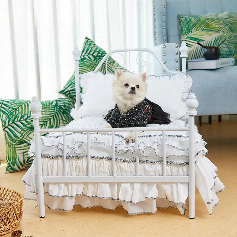 Сетчатая красная железная кровать большая для собаки кошки съемная и моющаяся